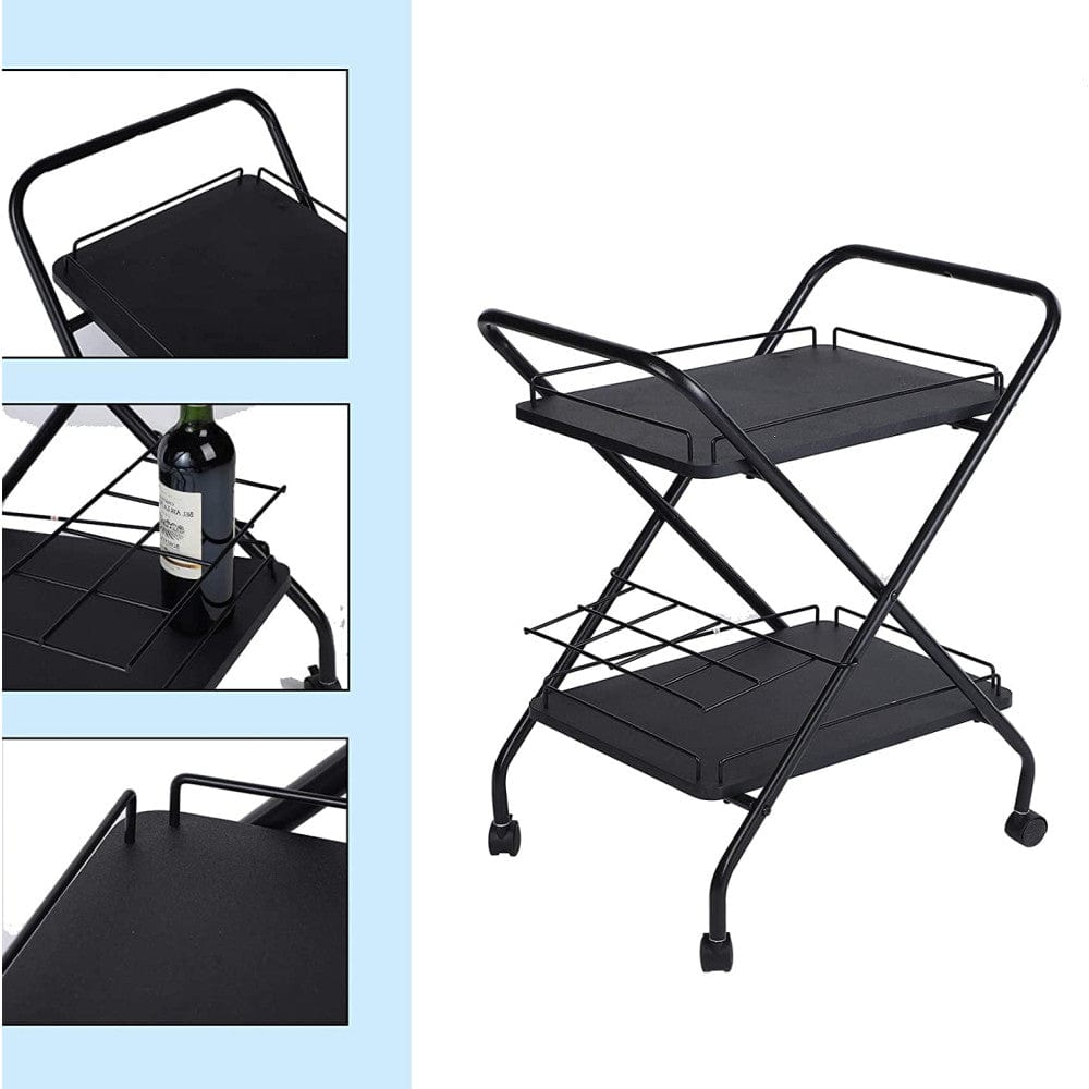 Metal Bar Service Car With Wine Rack- FREE SHIPPING