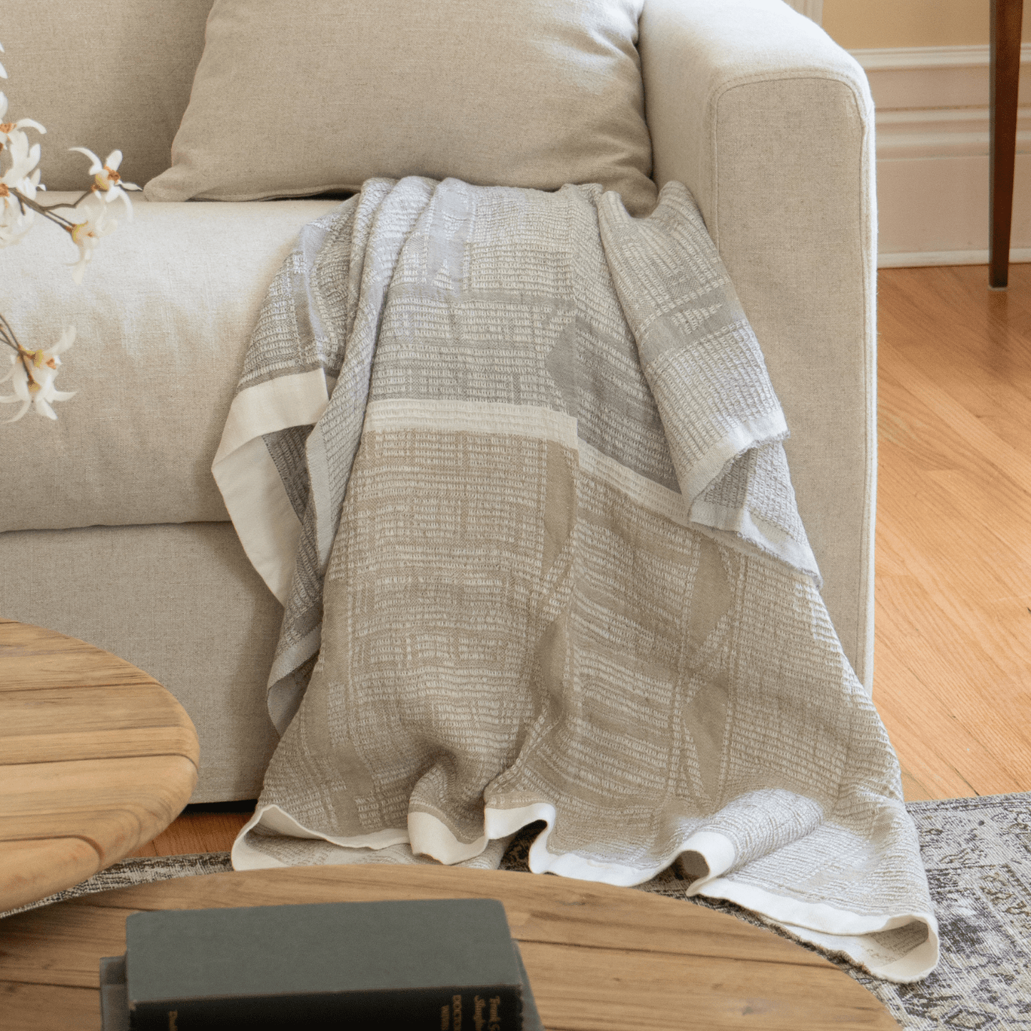 Desert Grey French Linen Throw