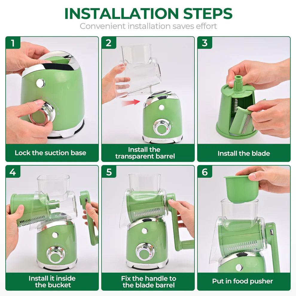 6-in-1 Rotary Cheese & Vegetable Grater
