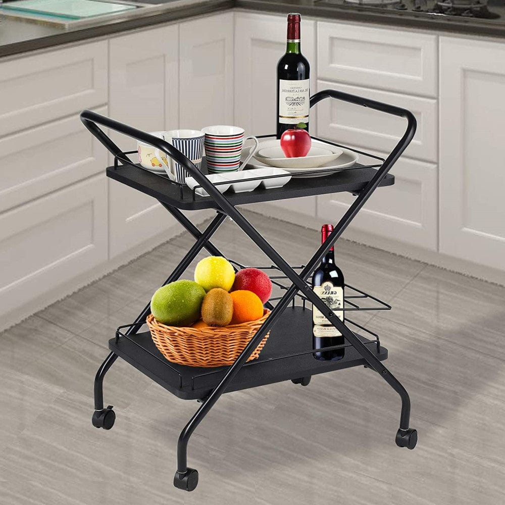 Metal Bar Service Car With Wine Rack- FREE SHIPPING