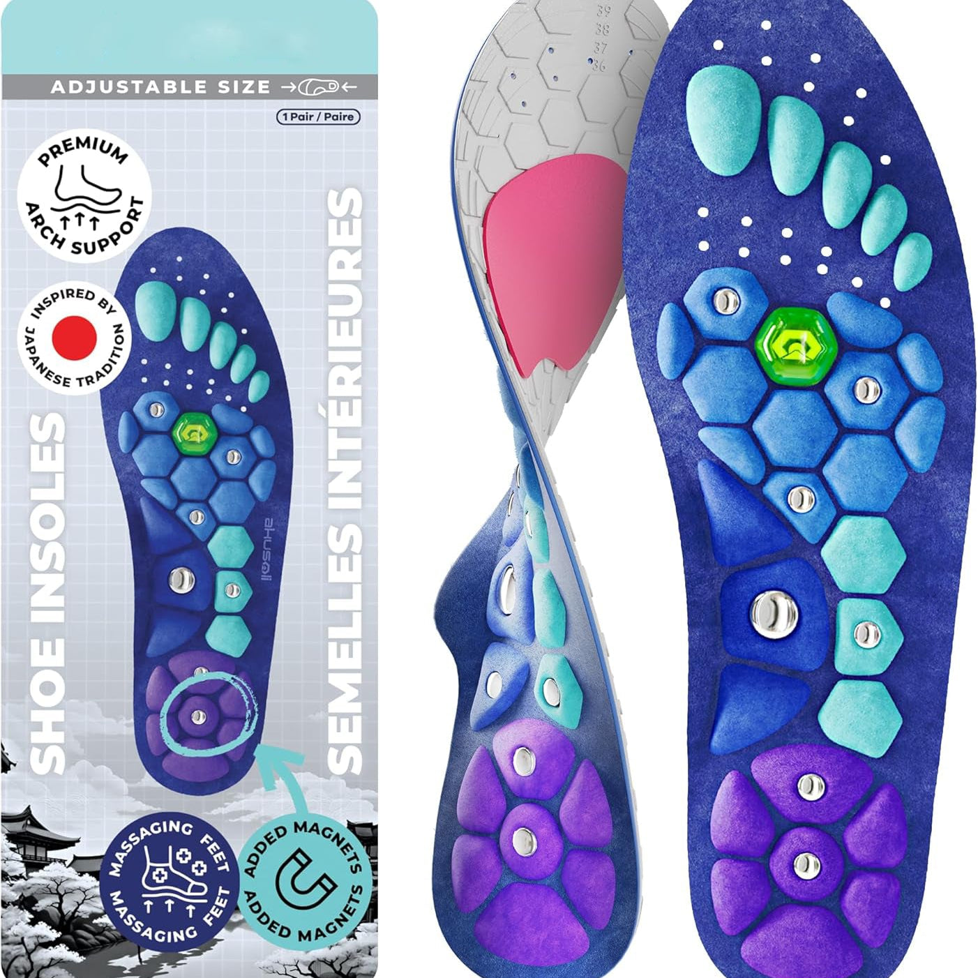 Shock Absorbing Magnetic Insoles