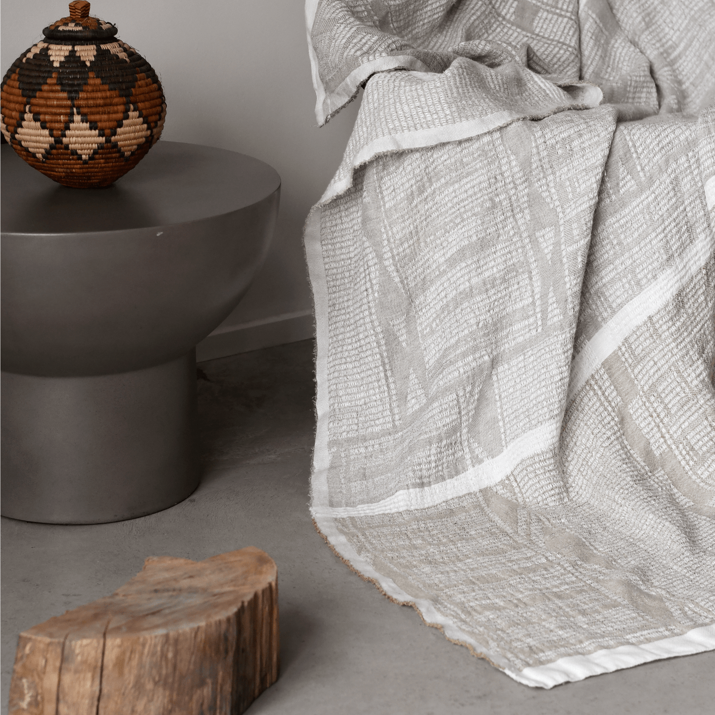 Desert Grey French Linen Throw