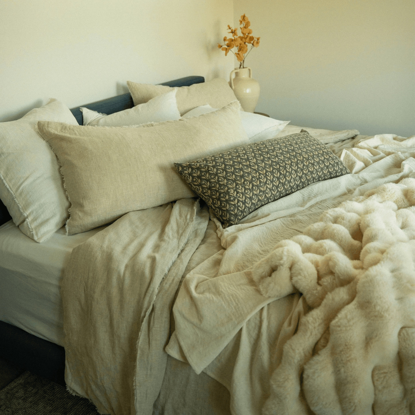 Faux Fur Cream Throw