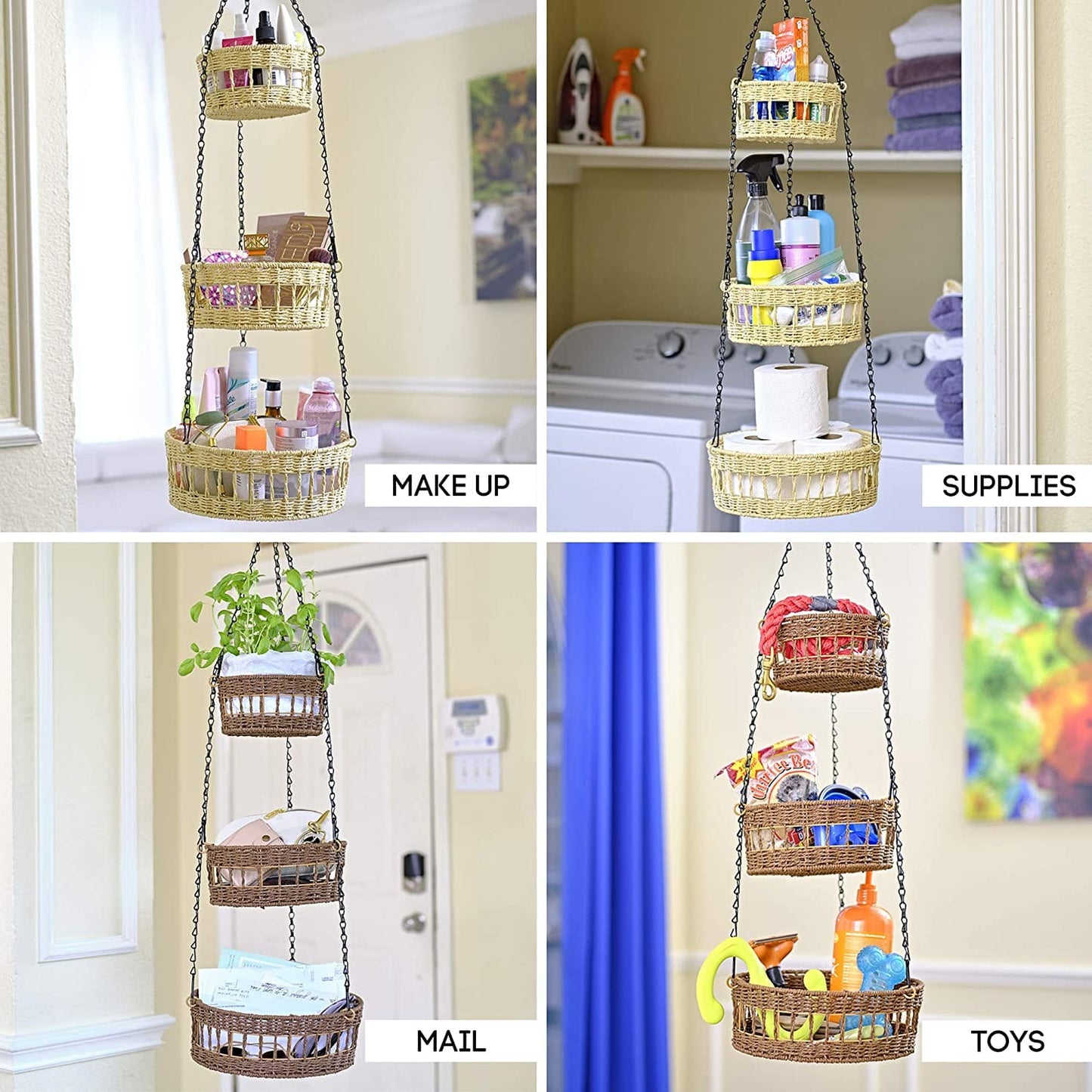 Multi-Tiered Wicker Fruit and Vegetable Organizer with Banana Holder - FREE SHIPPING