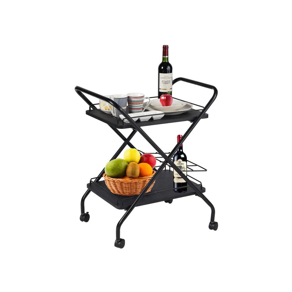 Metal Bar Service Car With Wine Rack- FREE SHIPPING