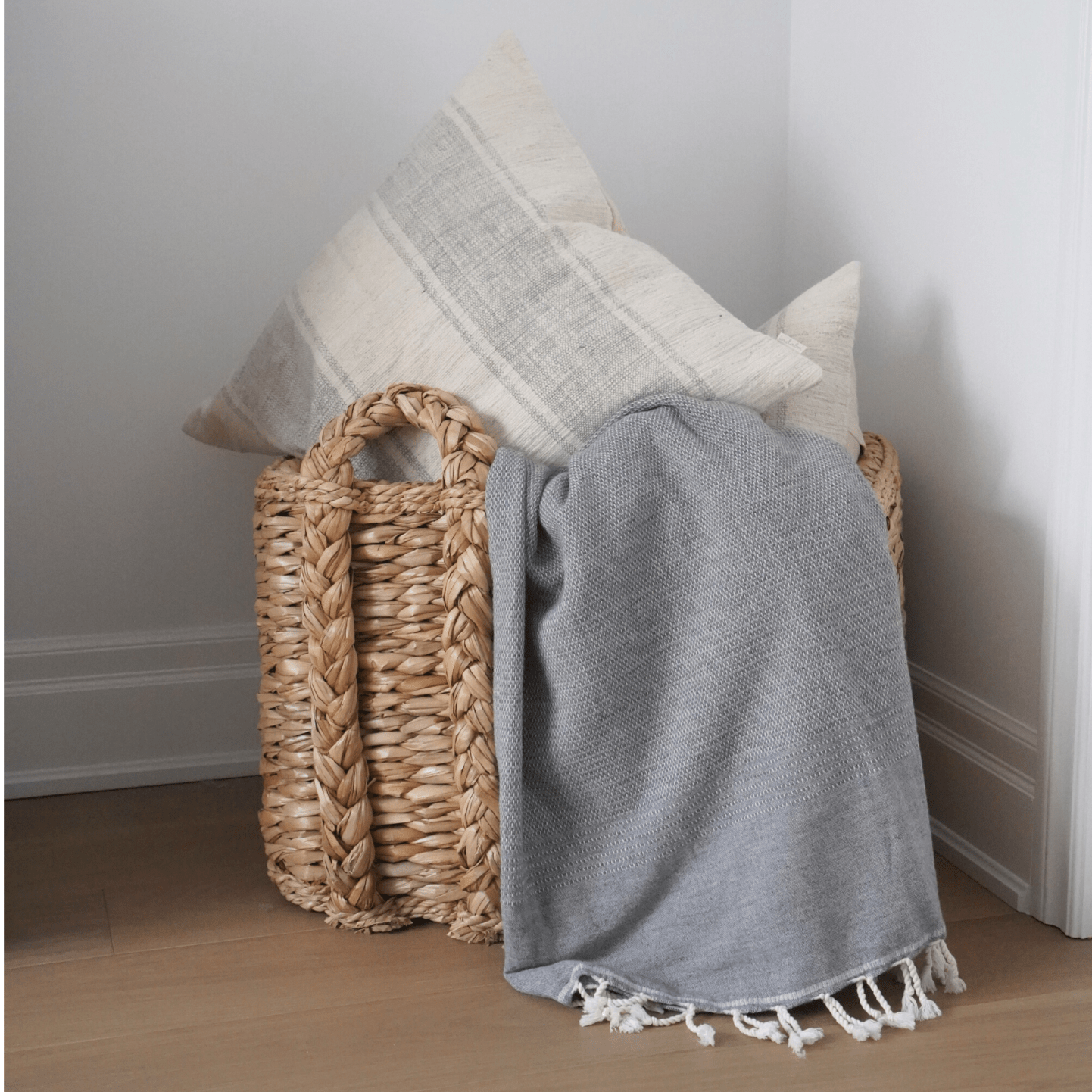 Shoreline Ash Wool Blend Throw - LndmarkClub USA