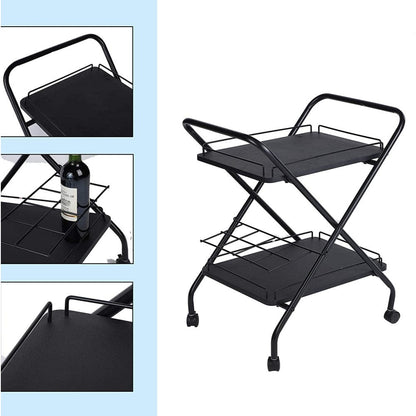 Metal Bar Service Car With Wine Rack- FREE SHIPPING
