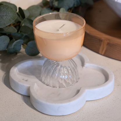 Clover White Marble Trinket Tray