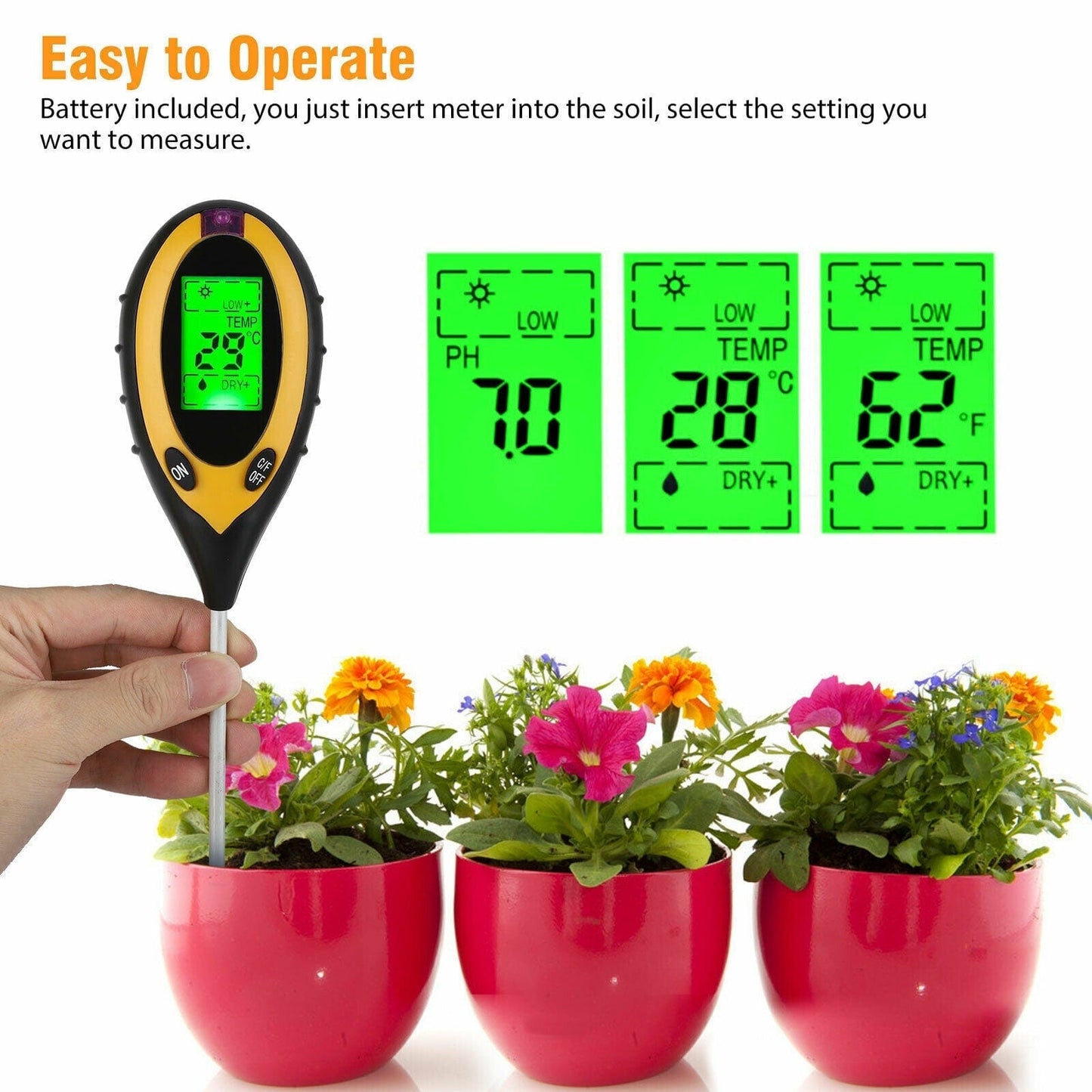 Soil PH And Moisture Light Intensity Test Meter - FREE SHIPPING