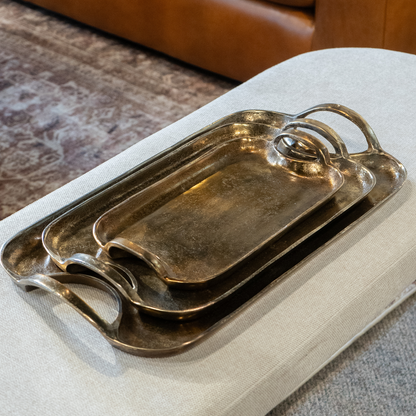 Gilded Serving Tray Set of 3