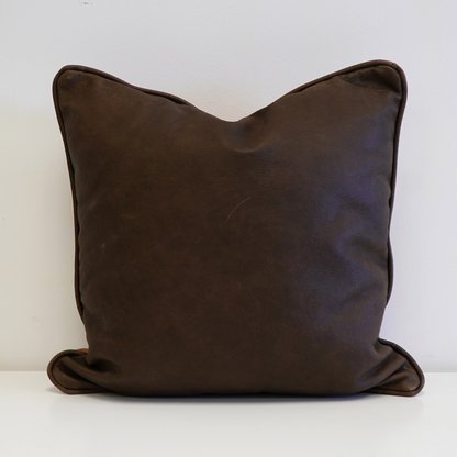 Mocha Leather/Velvet Toss Cushion