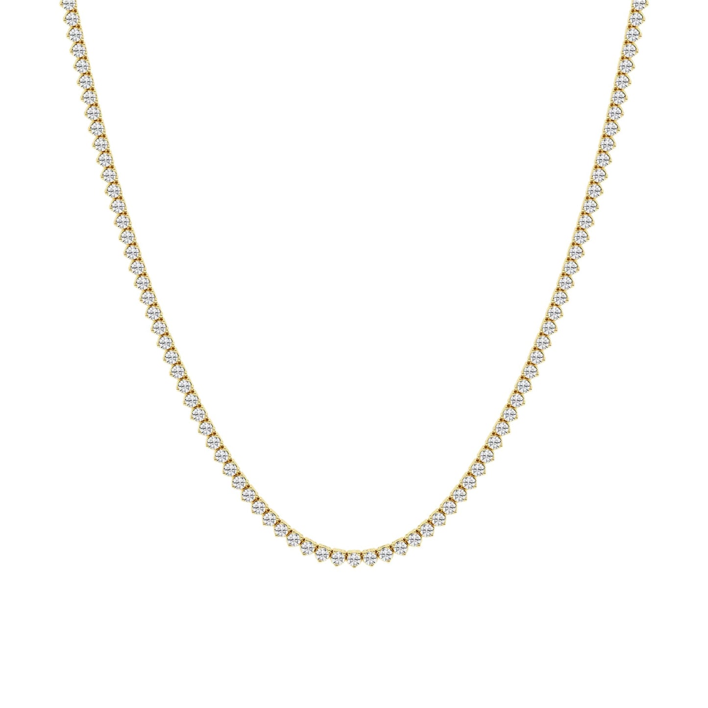 Elegant Three-Prong Tennis Necklace - Gold - LndmarkClub USA