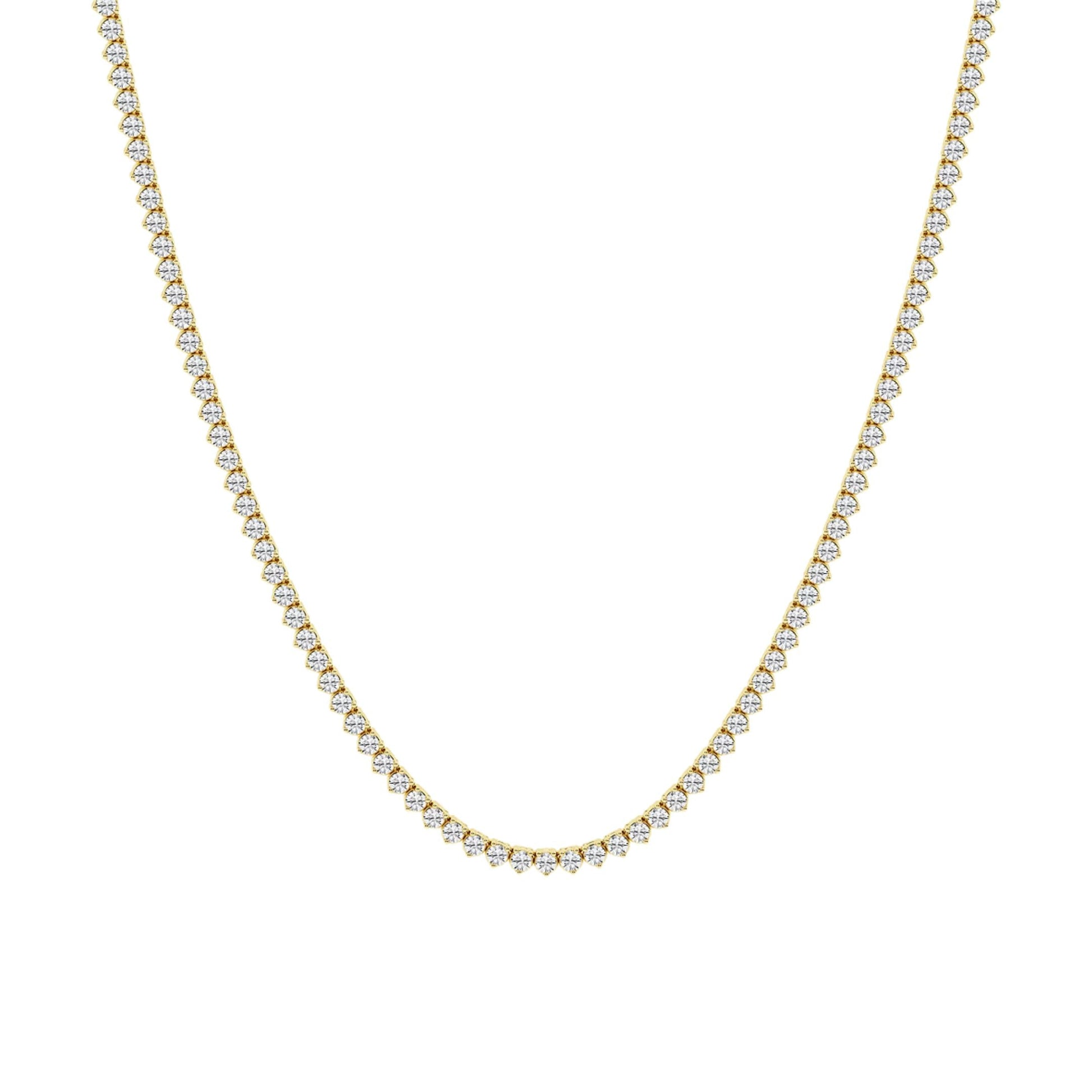 Elegant Three-Prong Tennis Necklace - Gold - LndmarkClub USA