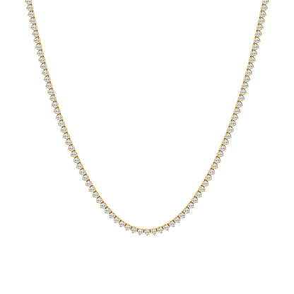 Elegant Three-Prong Tennis Necklace - Gold - LndmarkClub USA