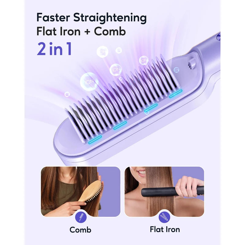 Kids-Safe Ceramic Ioninizing Hair Straightening Brush