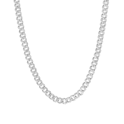 Rhodium Plated Donatella Necklace with CZ Stones - Silver - LndmarkClub USA