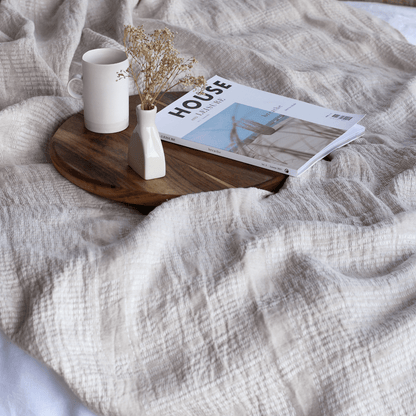 White Sand French Linen Bed Throw