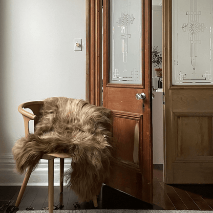 Shorn Caramel Brown Long Hair Sheepskin Throw