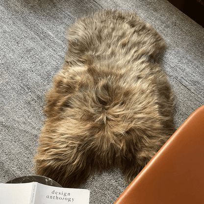 Shorn Caramel Brown Long Hair Sheepskin Throw