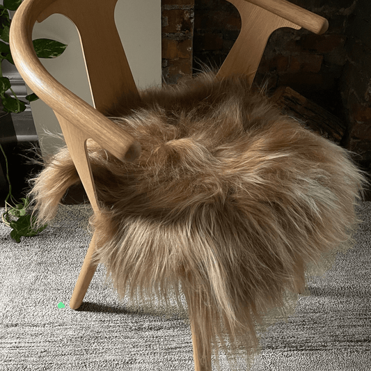 Shorn Caramel Brown Long Hair Sheepskin Chair Pad