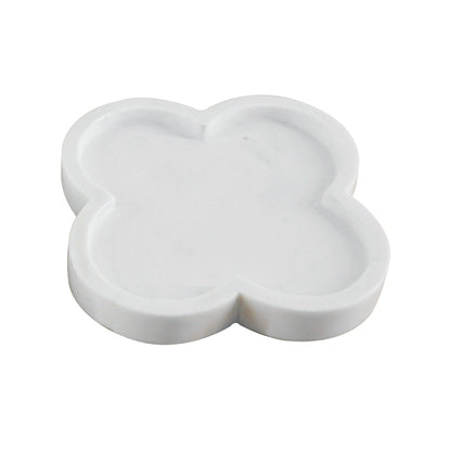 Clover White Marble Trinket Tray