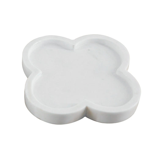 Clover White Marble Trinket Tray