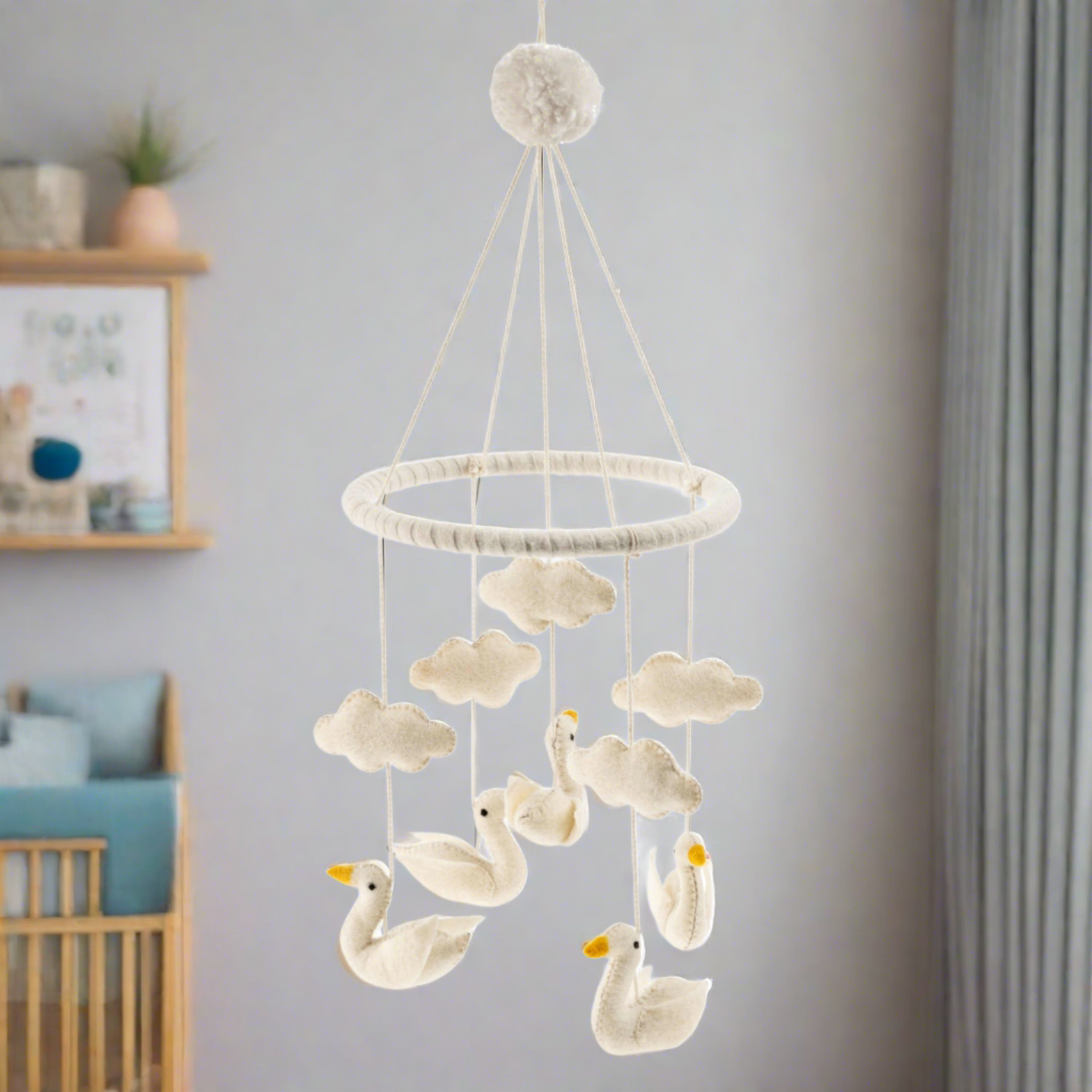 Floating Felt Swan Baby Mobile - LndmarkClub USA