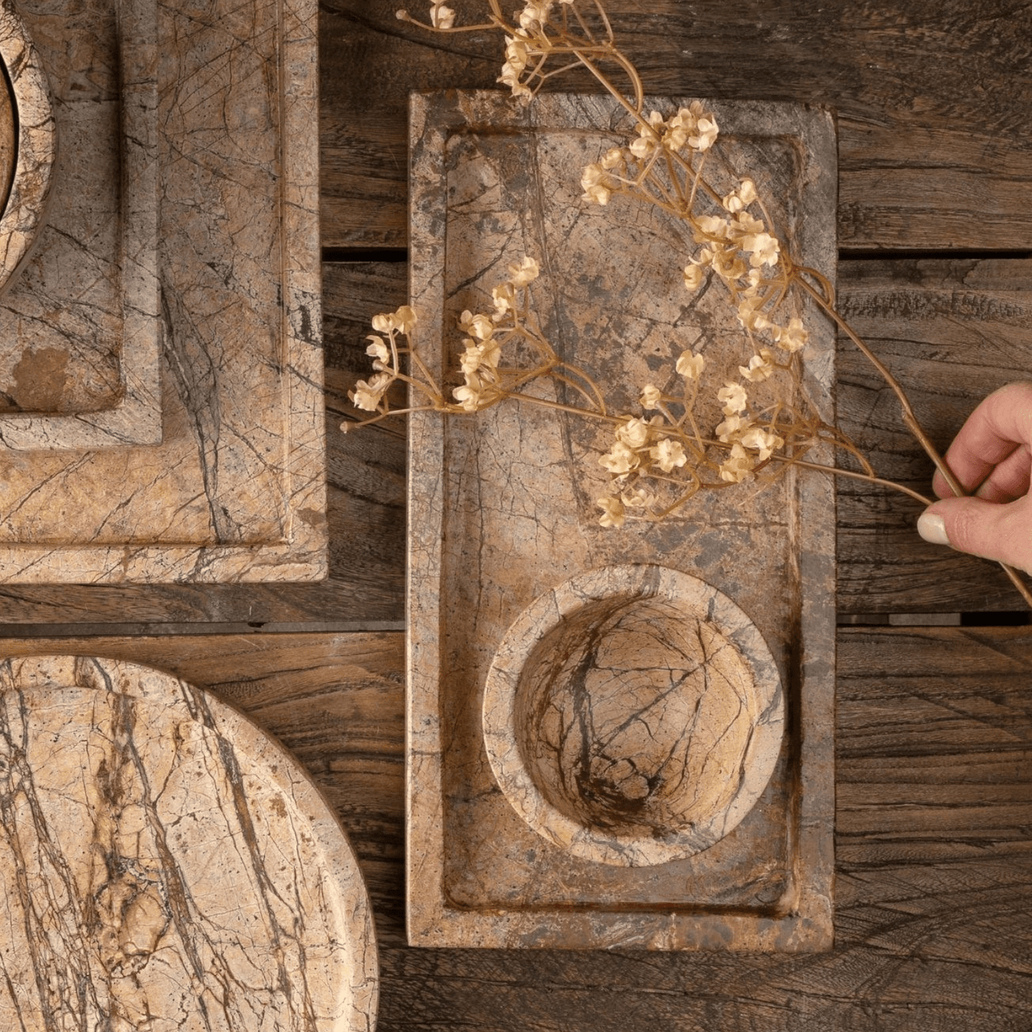 Marble Aged Brown Tray