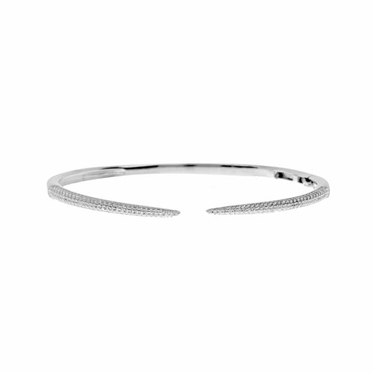 Adjustable Rhodium-Plated Silver Cuff with Cubic Zirconia - LndmarkClub USA