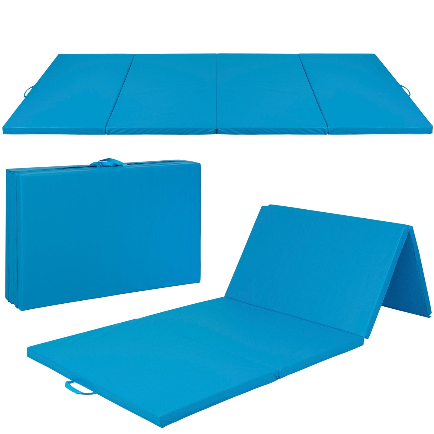 Folding Exercise Fitness Workout Gym Floor Mat w/ Handles