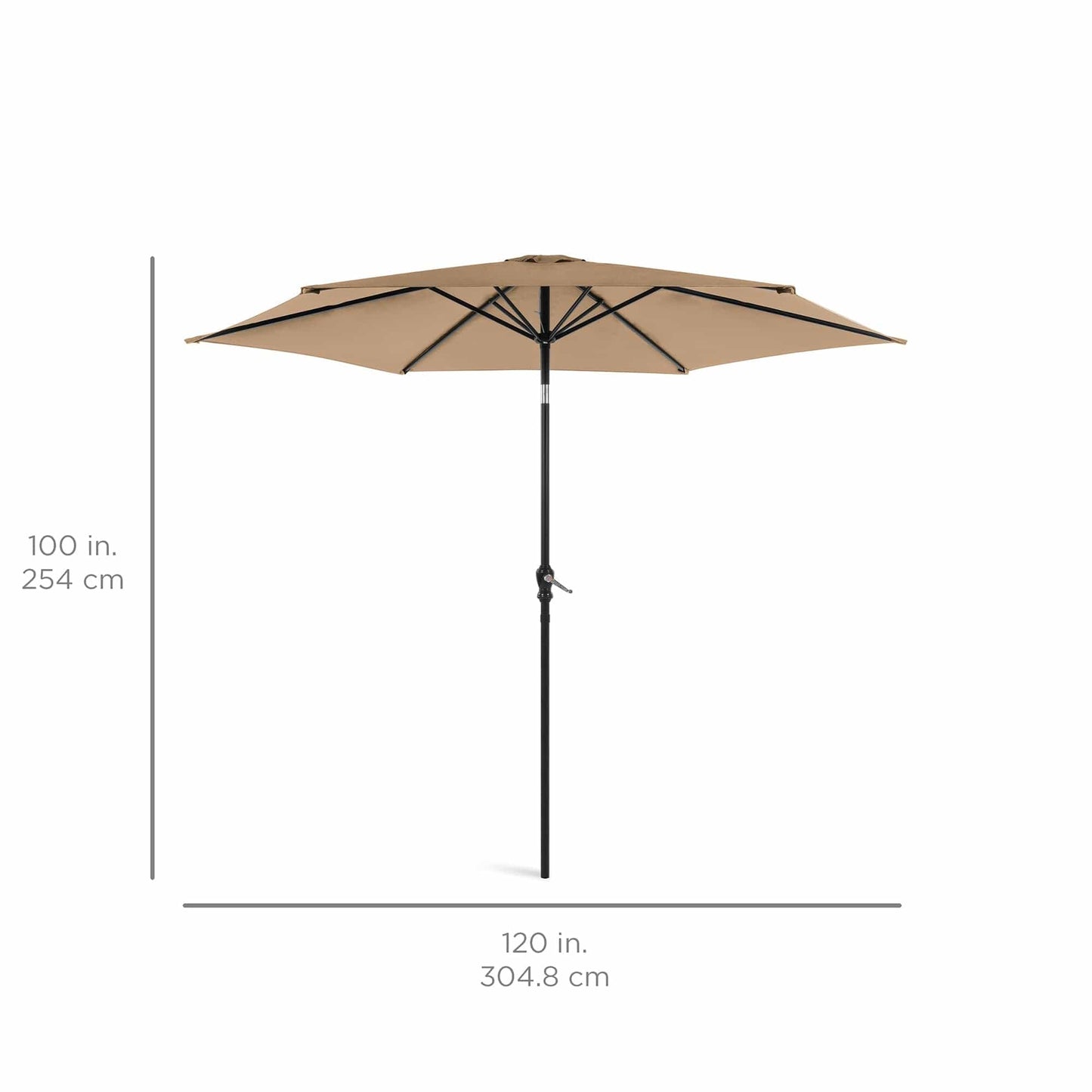 Outdoor Steel Market Patio Umbrella Decoration w/ Tilt, Crank Lift - 10ft