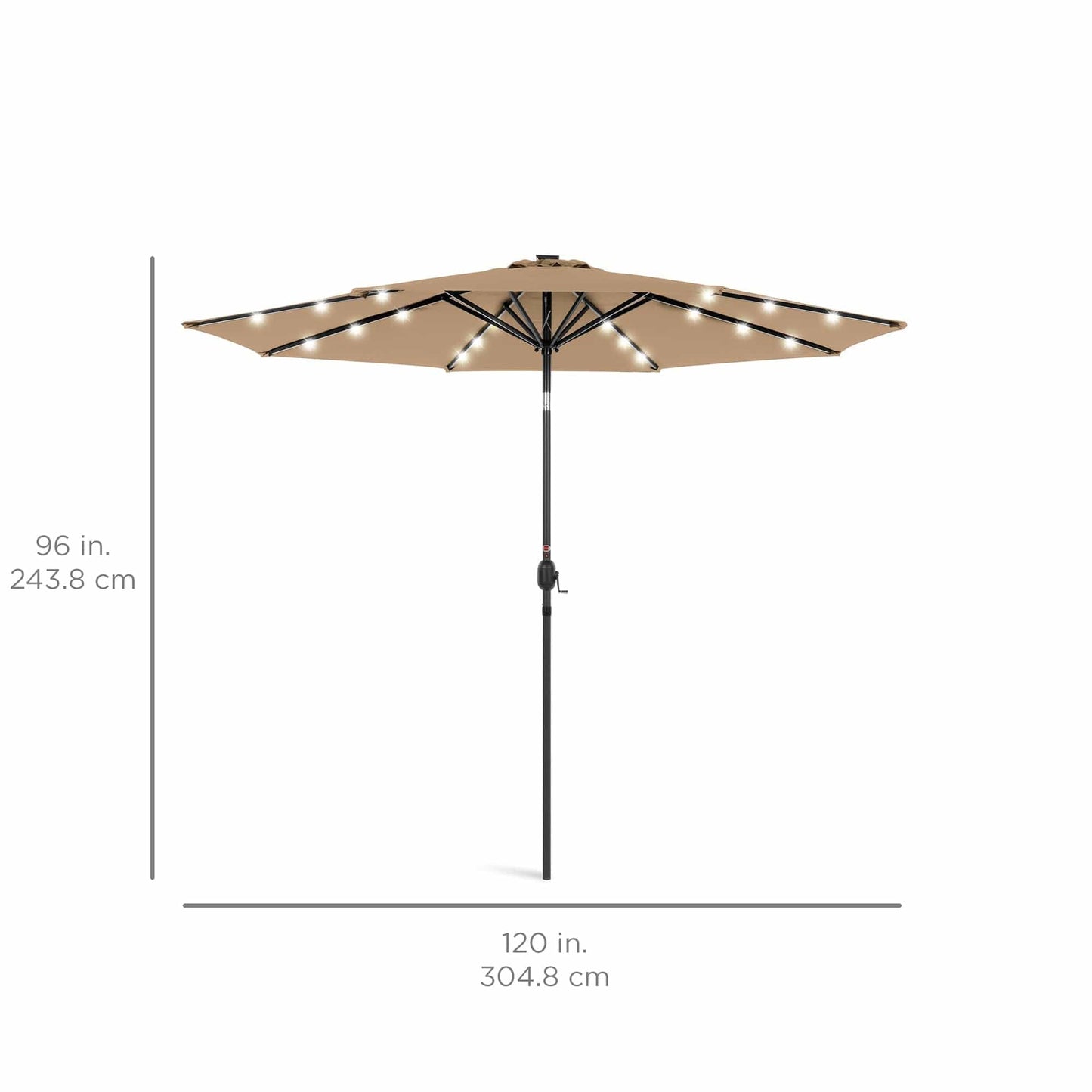 Solar LED Lighted Patio Umbrella w/ Tilt Adjustment, UV-Resistant- 10ft