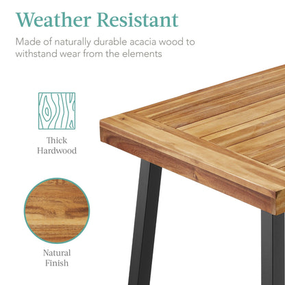 Acacia Wood Dining Table for 6 - Indoor & Outdoor Use