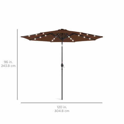 Solar LED Lighted Patio Umbrella w/ Tilt Adjustment, UV-Resistant- 10ft