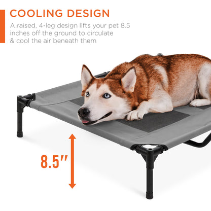 Elevated Canopy Pet Bed with Travel Bag - 36 Inch Outdoor Cooling Solution for Dogs and Cats