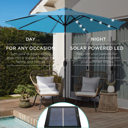 Solar LED Lighted Patio Umbrella w/ Tilt Adjustment, UV-Resistant- 10ft