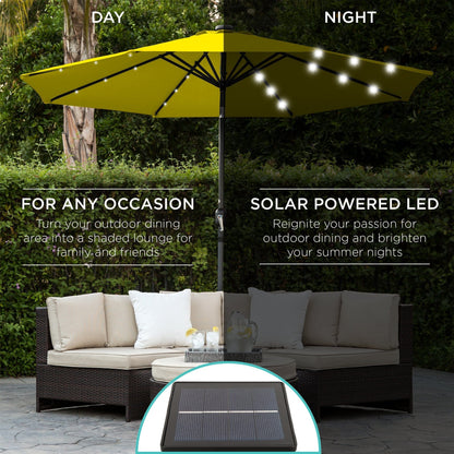 Solar LED Lighted Patio Umbrella w/ Tilt Adjustment, UV-Resistant- 10ft