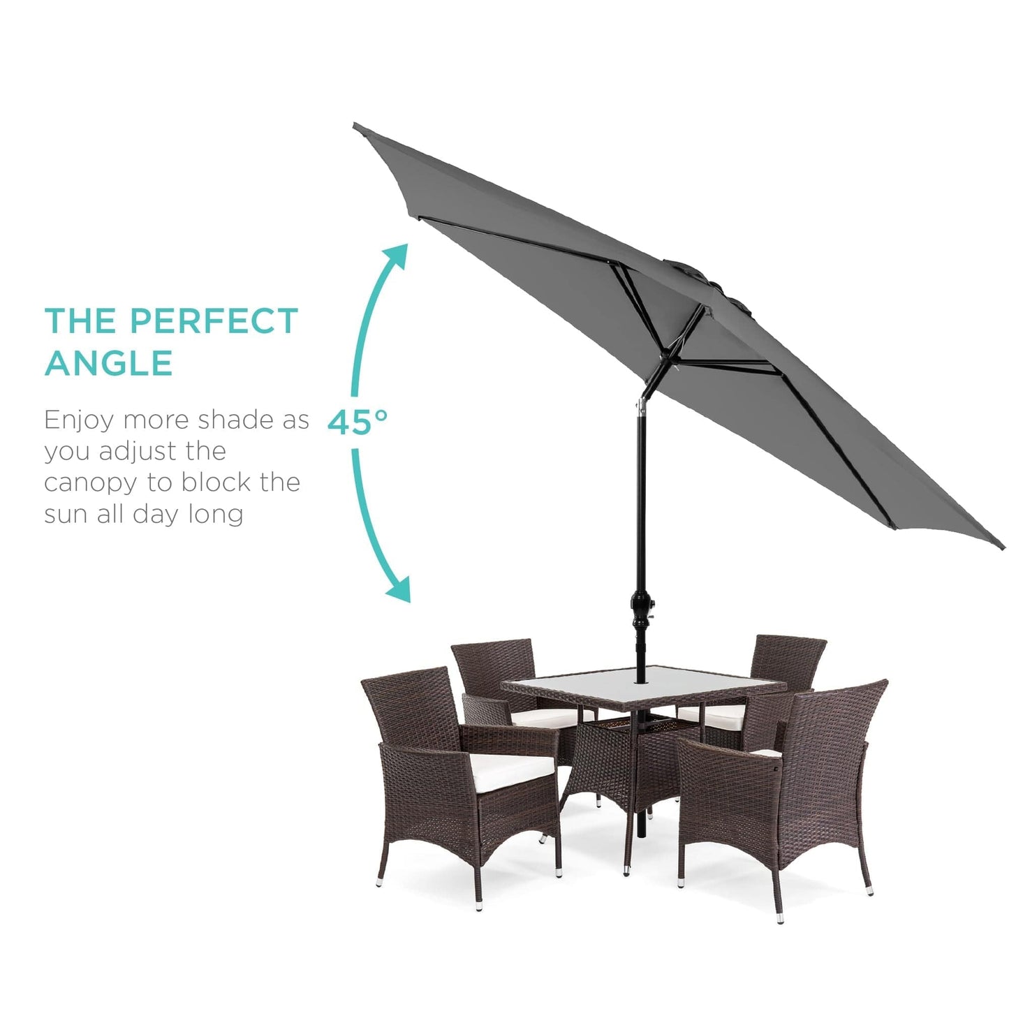 Outdoor Steel Market Patio Umbrella Decoration w/ Tilt, Crank Lift - 10ft