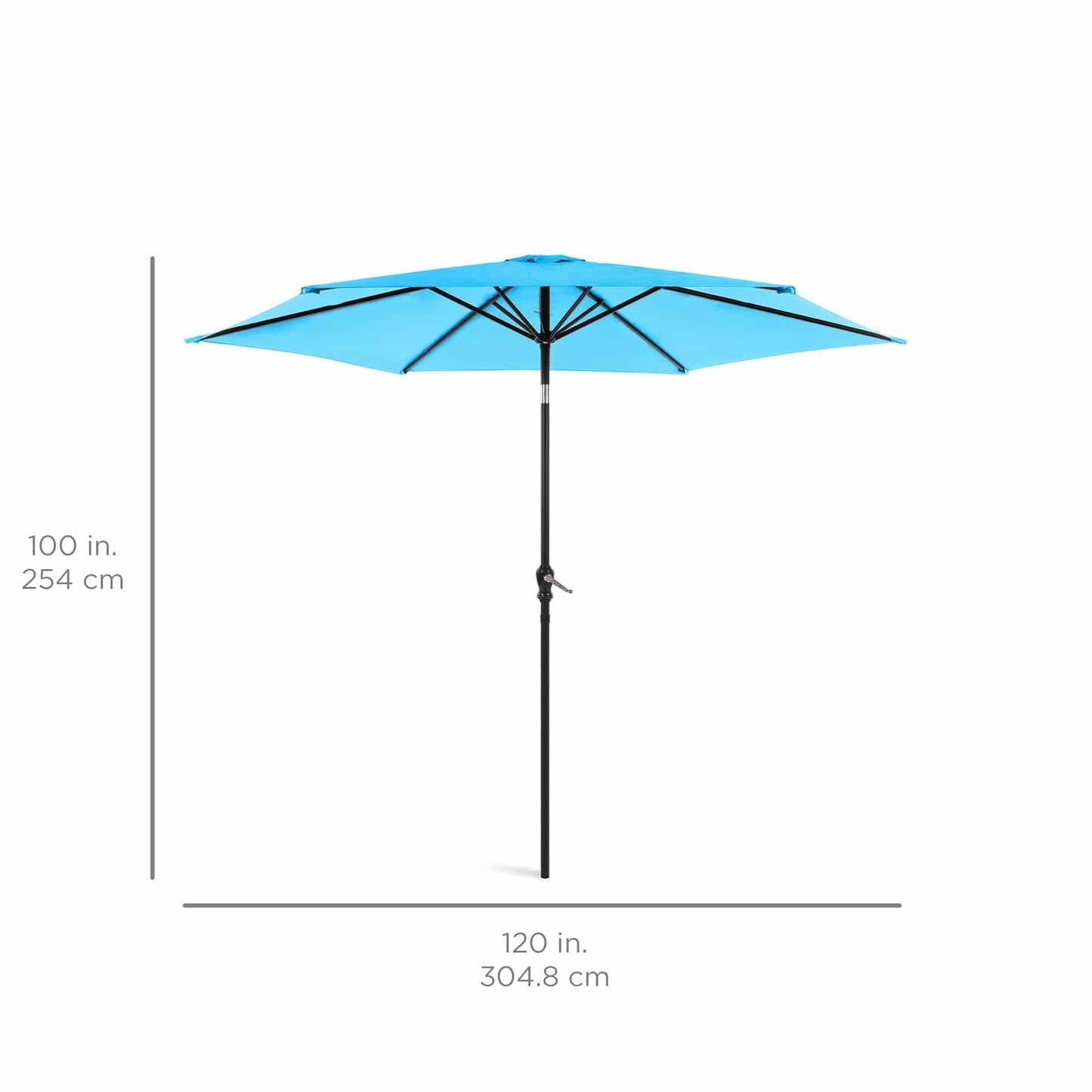 Outdoor Steel Market Patio Umbrella Decoration w/ Tilt, Crank Lift - 10ft