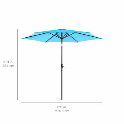 Outdoor Steel Market Patio Umbrella Decoration w/ Tilt, Crank Lift - 10ft