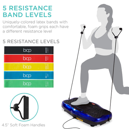 Vibration Plate Platform, Full Body Exercise Machine w/ 5 Resistance Bands