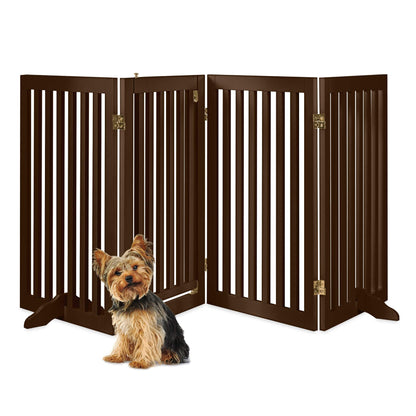 Versatile 31.5in Freestanding Wooden Pet Barrier with Secure Door and Stability Feet