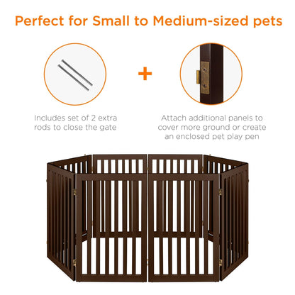 Versatile 31.5in Freestanding Wooden Pet Barrier with Secure Door and Stability Feet