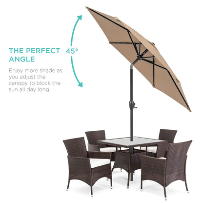 Outdoor Market Patio Umbrella w/ Push Button Tilt, Crank Lift - 7.5ft