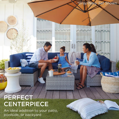 Modular 7-Piece Outdoor Wicker Sectional Set with Pillows and Cover