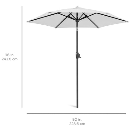 Outdoor Market Patio Umbrella w/ Push Button Tilt, Crank Lift - 7.5ft