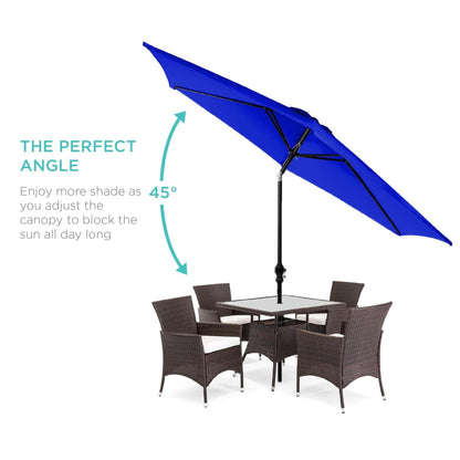 Outdoor Steel Market Patio Umbrella Decoration w/ Tilt, Crank Lift - 10ft