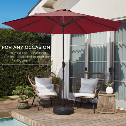 Outdoor Steel Market Patio Umbrella Decoration w/ Tilt, Crank Lift - 10ft