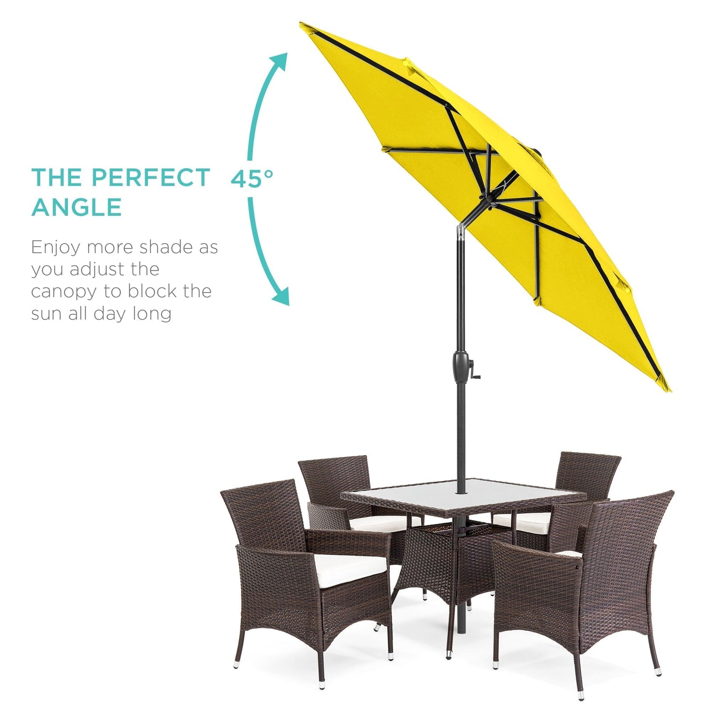 Outdoor Market Patio Umbrella w/ Push Button Tilt, Crank Lift - 7.5ft