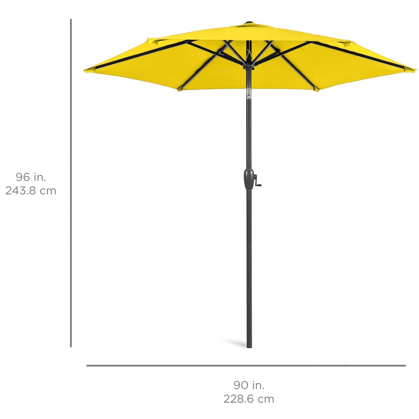 Outdoor Market Patio Umbrella w/ Push Button Tilt, Crank Lift - 7.5ft